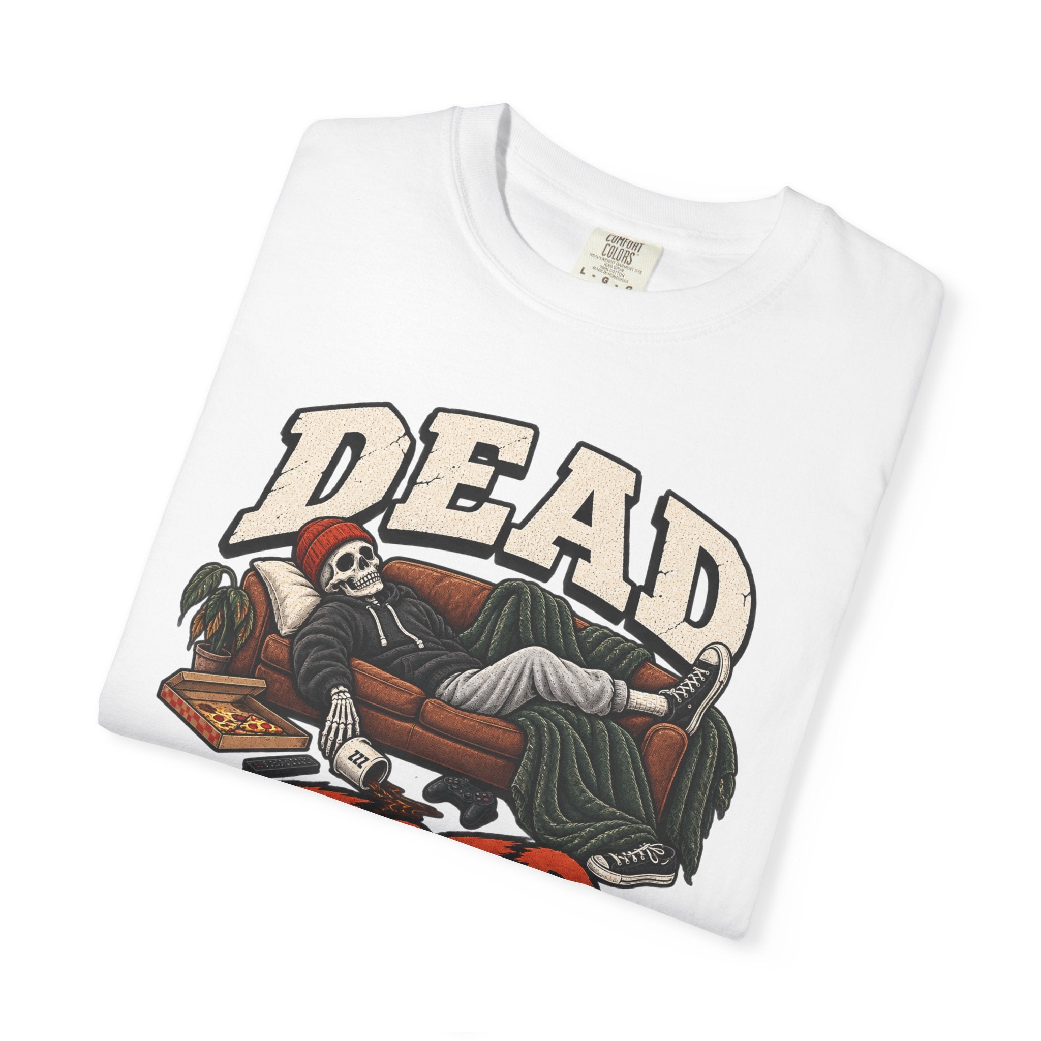 Dead Tired Graphic Tee — Vintage Skeleton Lounge T-Shirt